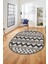Kilim Desen Baskılı Kaymaz Taban Yıkanabilir Modern Oval Yolluk Salon Halısı O-MODERN-105-KREM 3