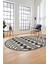Kilim Desen Baskılı Kaymaz Taban Yıkanabilir Modern Oval Yolluk Salon Halısı O-MODERN-105-KREM 4