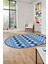 Kilim Desen Baskılı Kaymaz Taban Yıkanabilir Modern Oval Yolluk Salon Halısı O-MODERN-105-MAVİ 2