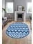 Kilim Desen Baskılı Kaymaz Taban Yıkanabilir Modern Oval Yolluk Salon Halısı O-MODERN-105-MAVİ 5