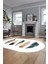 Yaprak Desen Baskılı Kaymaz Taban Yıkanabilir Modern Oval Yolluk Salon Halısı O-MODERN-114-BEYAZ 5