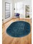 Etnik Desen Baskılı Kaymaz Taban Yıkanabilir Modern Oval Yolluk Salon Halısı O-MODERN-113-MAVİ 2