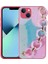 iPhone 13 - Uyumlu Simli Desenli El Askılı Tutacaklı Gkm Elsa Silikon Kapak-Pembe Koyu 1