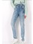 Kadın Street One Önden Bağcıklı Yıkamalı Mavi Denim Kot Pantolon 4