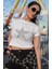 Fuddy Moda Simli Görünümlü Yıldız Baskılı Crop Top, Star Baskılı Crop Bluz 2