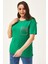 Kadın Büyük Beden Taş Baskılı Cep Detay Yeşil Bluz 2