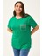 Kadın Büyük Beden Taş Baskılı Cep Detay Yeşil Bluz 4