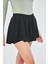 Siyah Kadın 2 Katmanlı Kloş Etek Görünümlü Spor Şort - Şortlu Tayt 2in1 - Rane 1