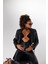 Kadın Siyah Uzun Tül Kollu Dekolteli Bony Bodysuit Siyah 6