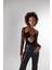 Kadın Siyah Uzun Tül Kollu Dekolteli Bony Bodysuit Siyah 7