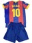 Messi Barcelona Çoraplı Bordo Mavi Çocuk Nostalji Halı Saha Forma 1