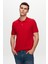 Regular Fit Kırmızı Pike Dokulu %100 Pamuk Kıvrılmaz Polo Yaka Nakışlı T-Shirt 6HC14ORT51000 1