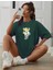 Peluş Ayı Baskılı Bisiklet Yaka Tshirt 1