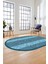 Dijital Kaymaz Yıkanabilir Jüt-Hasır Desenli Oval Mutfak Yolluk Salon Halısı, O-Jüt-02-Mavi, 2
