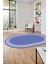 Çerçeveli Jüt-Hasır Desen Kaymaz Yıkanabilir Modern Oval Yolluk Salon Halısı, O-Jüt-20-Mavi, 1