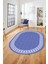 Çerçeveli Jüt-Hasır Desen Kaymaz Yıkanabilir Modern Oval Yolluk Salon Halısı, O-Jüt-20-Mavi, 2