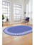 Çerçeveli Jüt-Hasır Desen Kaymaz Yıkanabilir Modern Oval Yolluk Salon Halısı, O-Jüt-20-Mavi, 3