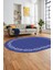 Modern Jüt Desenli Dijital Kaymaz Yıkanabilir Oval Yolluk Koridor Salon Halısı, O-Jüt-14-Mavi, 1