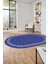 Modern Jüt Desenli Dijital Kaymaz Yıkanabilir Oval Yolluk Koridor Salon Halısı, O-Jüt-14-Mavi, 3