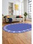 Jüt-Hasır Desen Dijital Kaymaz Yıkanabilir Oval Yolluk Koridor Salon Halısı, O-Jüt-15-Mavi, 1