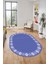 Jüt-Hasır Desen Dijital Kaymaz Yıkanabilir Oval Yolluk Koridor Salon Halısı, O-Jüt-15-Mavi, 2