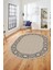 Çerçeveli Jüt-Hasır Desen Dijital Kaymaz Yıkanabilir Oval Yolluk Salon Halısı, O-Jüt-19-Krem, 2