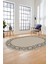 Çerçeveli Jüt-Hasır Desen Dijital Kaymaz Yıkanabilir Oval Yolluk Salon Halısı, O-Jüt-19-Krem, 3