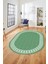 Çerçeveli Jüt-Hasır Desen Kaymaz Yıkanabilir Modern Oval Yolluk Salon Halısı, O-Jüt-20-Yeşil, 2