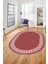 Çerçeveli Jüt-Hasır Desen Kaymaz Yıkanabilir Modern Oval Yolluk Salon Halısı, O-Jüt-20-Kırmızı, 2