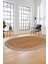 Çerçeveli Hasır Desen Dijital Kaymaz Yıkanabilir Oval Yolluk Koridor Salon Halısı, O-17-Kahve, 4