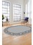 Çerçeveli Jüt-Hasır Desen Dijital Kaymaz Yıkanabilir Oval Yolluk Salon Halısı, O-Jüt-19-Gri, 3