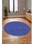 Dijital Kaymaz Yıkanabilir Şık Jüt-Hasır Tasarım Yuvarlak Mutfak Salon Halısı, Y-Jüt-07-Mavi, 5