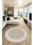 Çerçeveli Jüt-Hasır Desen Kaymaz Yıkanabilir Modern Yuvarlak Mutfak Salon Halısı, Y-Jüt-20-Krem, 3
