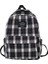 Siyah Stil Moda Ekose Tuval Kadın Sırt Çantası Kolej Öğrenci Sırt Çantası Genç Kız Okul Çantaları Büyük Kapasiteli Su Geçirmez Seyahat Sırt Çantası (Yurt Dışından) 1
