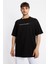 Oversize O-Yaka T-shirt Fmsuelto - Siyah 1