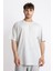 Oversize O-Yaka T-shirt Basuelto - Gri Melanj 2