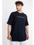 Oversize O-Yaka T-shirt Fmsuelto - Lacivert 3