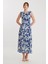 Palmiye Desen Yanı Yırtmaçlı Uzun Elbise 3