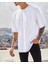 Erkek %100 Pamuk Unisex Oversize Bisiklet Yaka T-Shirt 4