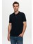 D'S Damat Regular Fit Lacivert Pike Dokulu %100 Pamuk Kıvrılmaz Polo Yaka Nakışlı T-Shirt 6HC14ORT51000 5