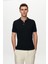 D'S Damat Regular Fit Siyah Pike Dokulu %100 Pamuk Kıvrılmaz Polo Yaka Nakışlı T-Shirt 6HC14ORT51000 5