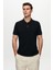 D'S Damat Regular Fit Siyah Pike Dokulu %100 Pamuk Kıvrılmaz Polo Yaka Nakışlı T-Shirt 6HC14ORT51000 6