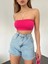 Çift Cepli Pileli Mini Denim Şort 2
