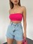Çift Cepli Pileli Mini Denim Şort 5