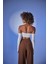 Kadın Ekru Straplez Crop Kol Detaylı Noir Bluz 3