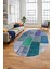 Baskılı Kaymaz Taban Yıkanabilir Patchwork Desen Oval Yolluk Salon Halısı, O-Patchwork-01-Mavi, 5