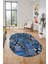 Baskılı Kaymaz Taban Yıkanabilir Patchwork Desen Oval Yolluk Salon Halısı, O-Patchwork-06-Mavi, 1