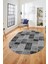 Baskılı Kaymaz Taban Yıkanabilir Patchwork Desen Oval Yolluk Salon Halısı, O-Patchwork-07-Gri, 3