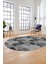 Baskılı Kaymaz Taban Yıkanabilir Patchwork Desen Oval Yolluk Salon Halısı, O-Patchwork-07-Gri, 4