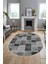 Baskılı Kaymaz Taban Yıkanabilir Patchwork Desen Oval Yolluk Salon Halısı, O-Patchwork-07-Gri, 5